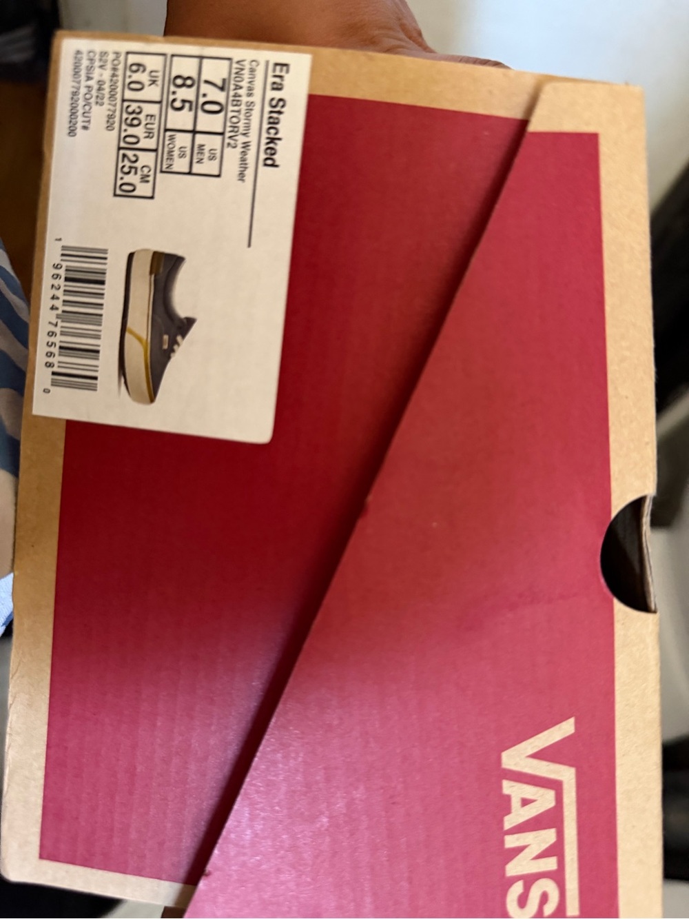 Vans Blue Canvas Platform Sneaker with Tan Accent - Picture 3 of 3